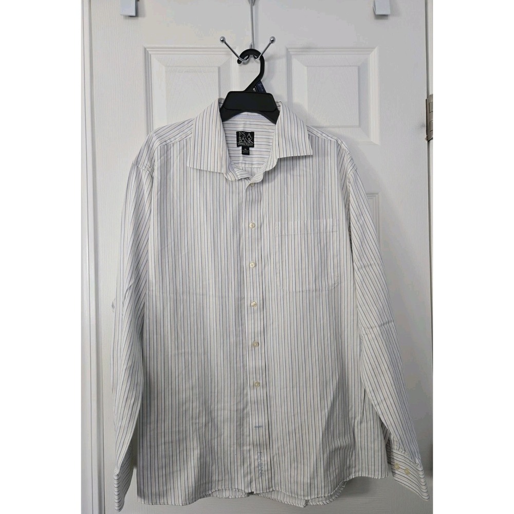 Joseph Jos A Bank Blue Striped Button Down Long Sleeve Dress Shirt Size XL